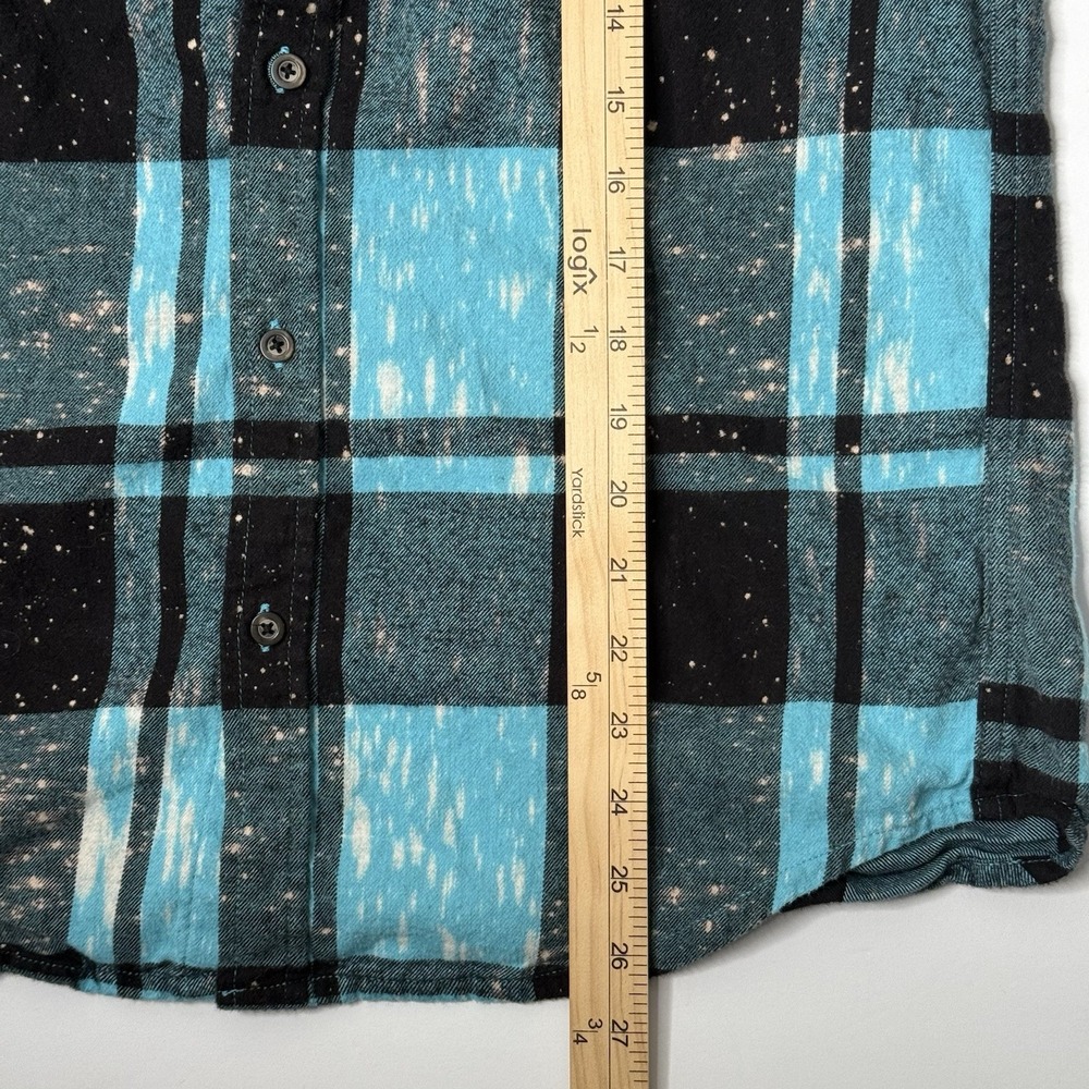 Angry Minnow Flannel Mens Small Blue plaid Mystery Machine - Rare - Picture 3 of 5